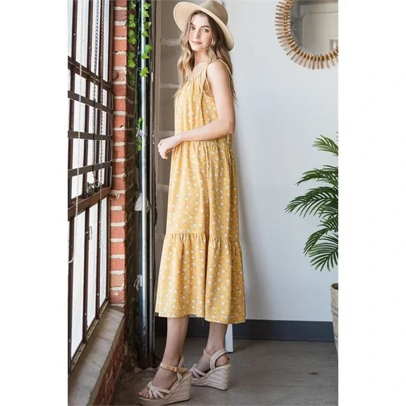 LAST 1️⃣ YELLOW FLORAL SPAGHETTI STRAPS DRESS - Picture 5 of 5